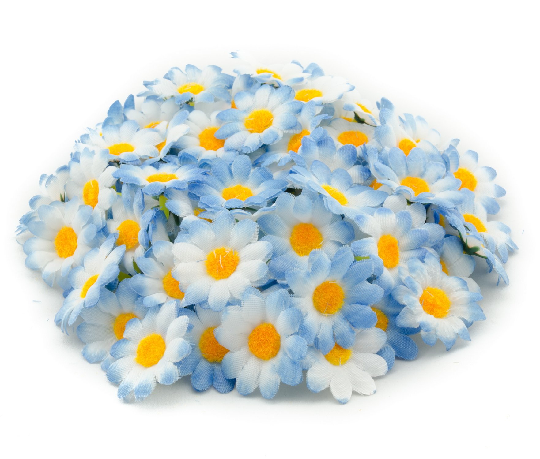 AKORD Artificial Gerbera Daisy Flowers Heads for DIY Wedding Party, Blue, 0.38 x 0.38 x 0.2 cm