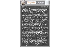 CrafTreat Reusable French Writing Stencils for Painting on Furniture, Wood, Canvas, Paper, Fabric, Wall and Tile - French Script - A4 (8.3 x 11.7 Inch) DIY Art and Craft French Letter Stencils