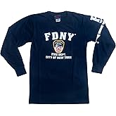Inspired New York Fire Department Navy-Blue Cotton Long Sleeve Shirt (Extra Large)