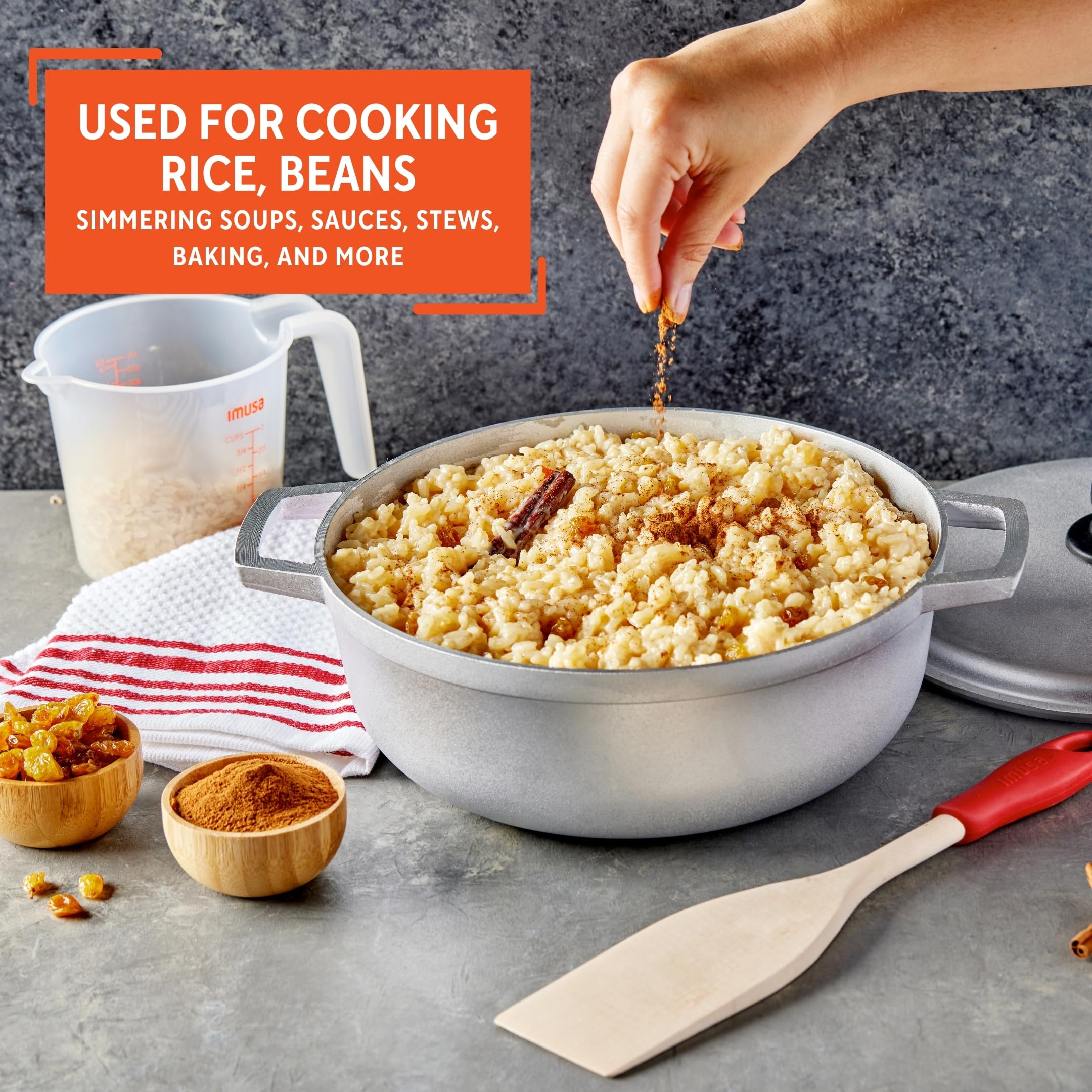 IMUSA Caldero Stock Pot with Aluminium Lid 2QT, Cast Aluminum, Perfect for Serving Small Groups, Riveted Handles, Made in Colombia, Silver