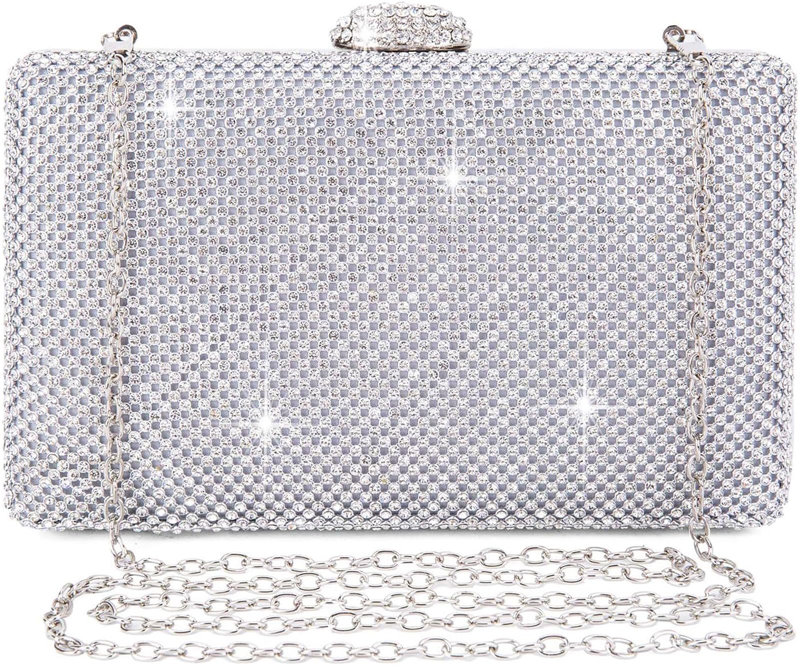 BAIGIO Women's Clutches Diamante Silver Gold Clutch Bag for Wedding Party Sparkly Rhinestone Evening Bag Ladies Handbag