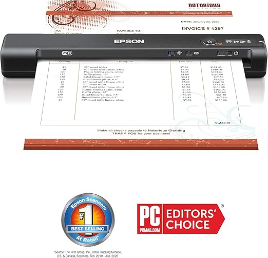 Amazon Com Epson Workforce Es 60w Wireless Portable Sheet Fed Document Scanner For Pc And Mac Black Small Renewed Electronics