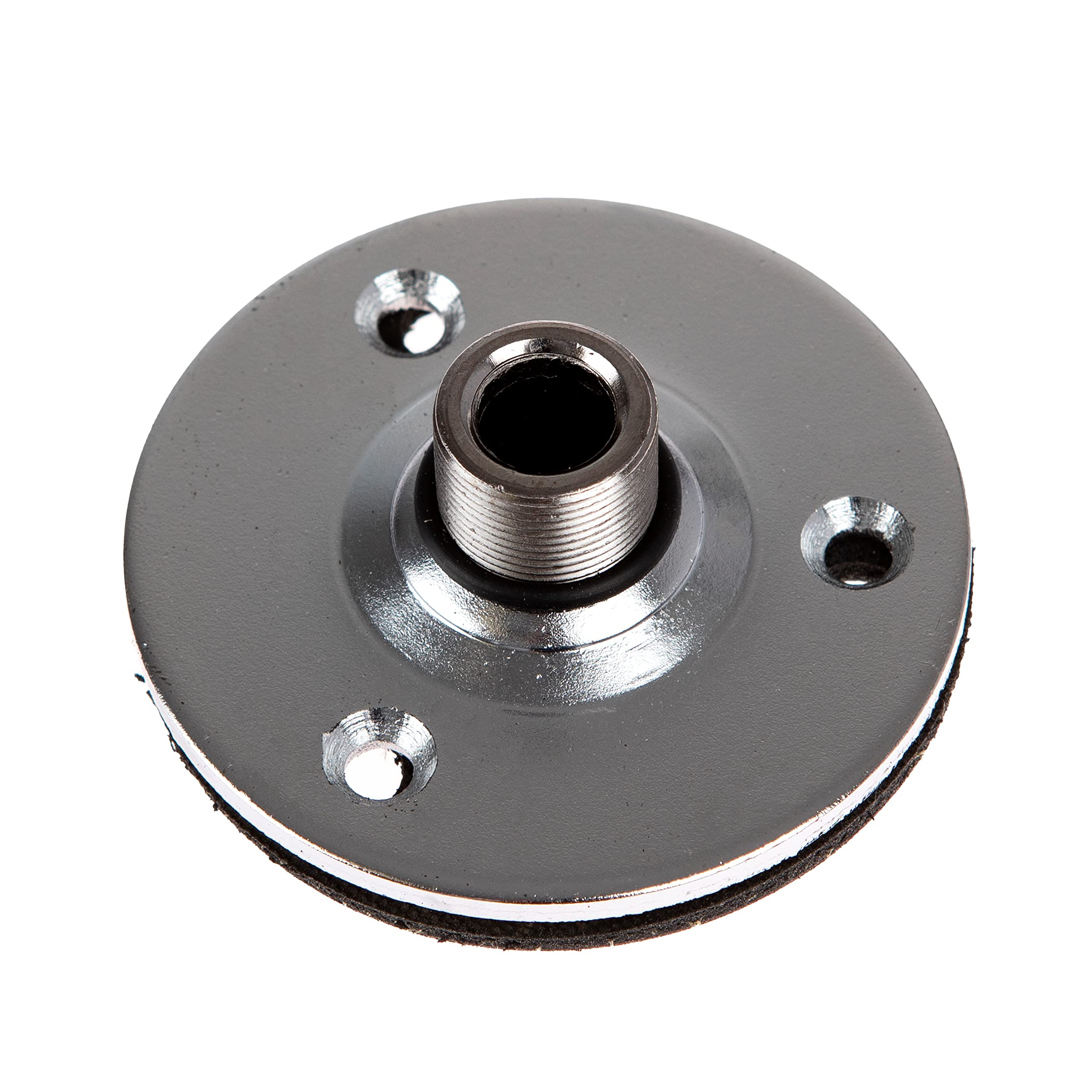 PULSE Gooseneck Microphone Flange Mount – Chrome 5/8" Thread Base with Dampening Pad & O‑Ring, 60mm Diameter – PLS00424