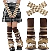 scenicamp Y2K Leg Warmers, Arm Warmers for Long Sleeve Fingerless, Kawaii Long Knit Socks Goth Harajuku Y2k Accessories for Women Girls (Khaki)