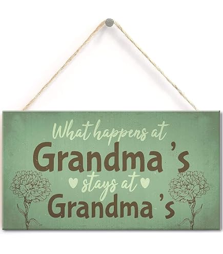 Plaque Décorative En Bois « What Happens At Grandma’s House… » – 76 X 38 Cm – Cadeau Pour Grand-mère Rustique
