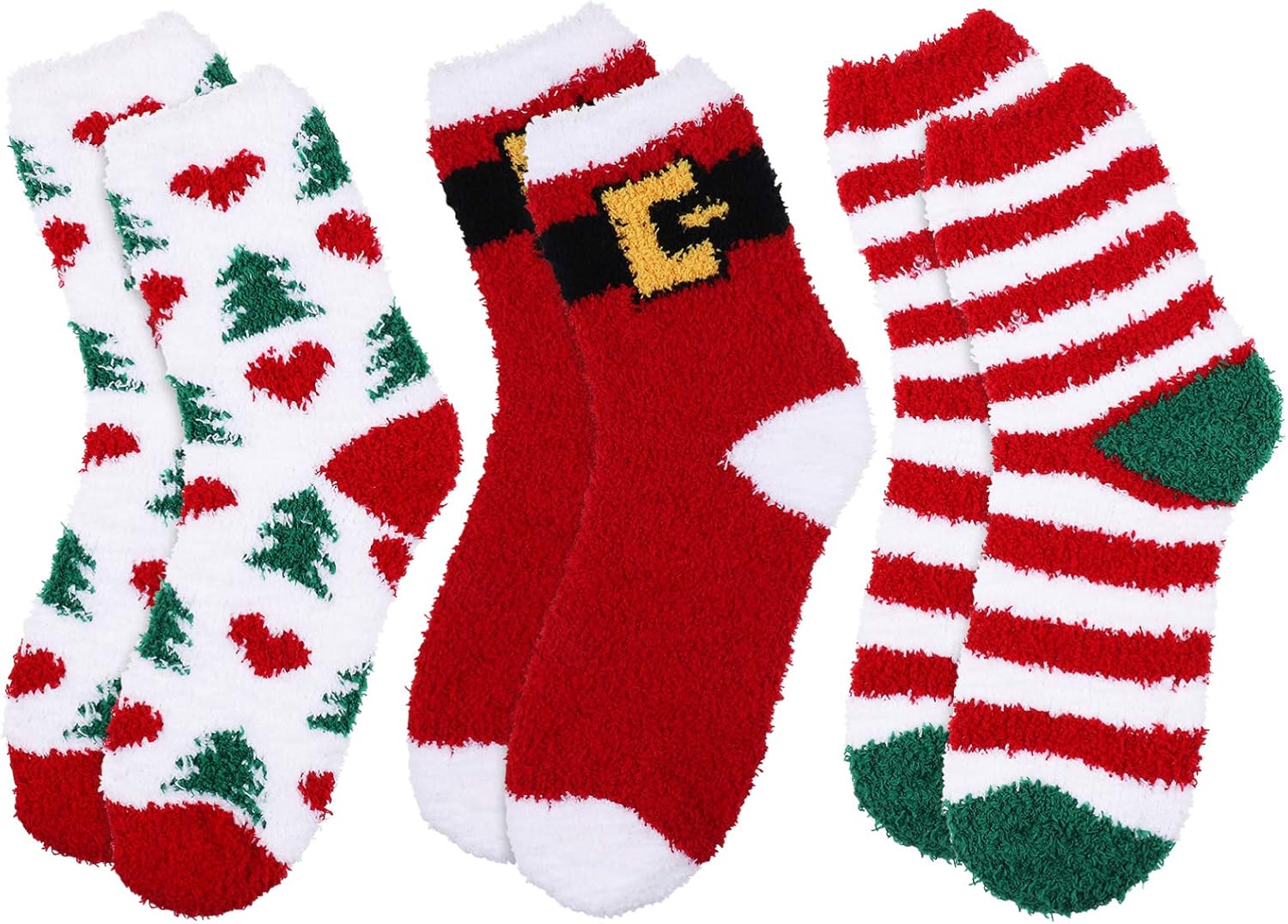 SOIMISS 12Pairs Christmas Themed Plush Socks Thickened