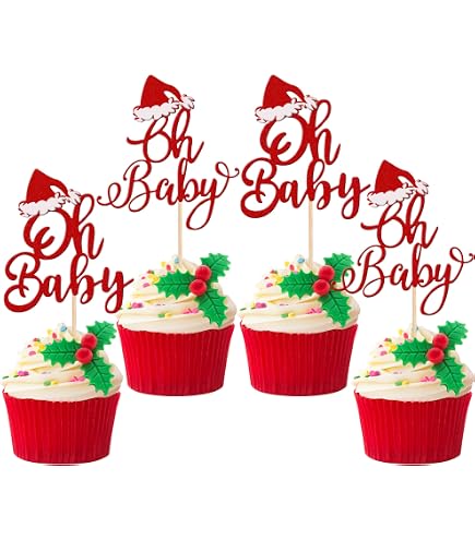 24 Stück Silberne Glitzer Cupcake-Topper Für Baby Shower - Deko Für Jungen & Mädchen, Geburtstag, Party