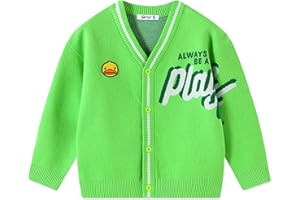 BDUCK+ Girls Boys Knit Cardigan Sweaters Cute Cartoon Duck Long Sleeve V Neck Button Down Clothes for Kids (3-12 Years)