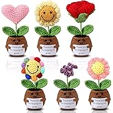 Threehoney 6 Pcs Valentines Gifts for Teachers Appreciation Gifts Thank You for Helping Me Grow Gift Crochet Flower Plants Doll with Card Positive Thank You Crochet for Women Teacher Birthday