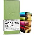 Gallery Leather Small Address Book with Alphabetical Tabs up to 403 Records, Leather Notebook Hardcover, Telephone and Address Books - 6 x 3.25, Camden Kiwi