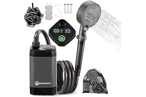 Brarvagur Upgrade Outdoor Portable Camping Shower, 6000mAh Rechargeable Electric Shower Pump with Multifunctional Handheld Filter Shower Head, Suitable for Rinsing, Hiking, RV Travel, Beach Vacations