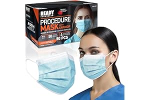 Ready First Aid Face Masks- Procedure Masks - Medical Masks - Surgical Masks - ASTM Level 3, 4-Ply Construction (Box of 50)