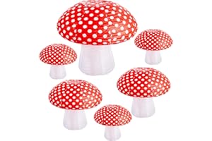 UMGOZRZ Mushroom Paper Lanterns 6 Pcs Mushroom Hanging Paper Lanterns 3 Size Paper Lantern Bedroom for Alice in Wonderland Themed Birthday Baby Shower Fairy Theme Party Decorations