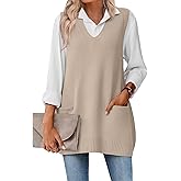 Zeagoo Women's Sweater Vest 2026 Oversized Sleeveless V Neck Pullovers with Pocket Knitted Fall Outfits