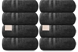 ORGANIX - SUSTAINABLE HEALTH SUPPLIES Organix Oversized 8 Piece Soft Bath Sheets Towels 550 GSM Cotton Bath Towels Extra Large 35"x70", Highly Absorbent & Quick Dry, Super Soft Hotel Quality Extra Large Bath Towels, Daily Use (Black)