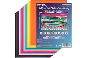 Uncle Paul 40 Sheets Mixed 20 Colors Cardstock - 8.5'' x 11'' Double-sided Cover Card Stock 65lb Printer Paper Perfect for Scrapbooking, Crafts, Business Cards 180gsm UAP25MX240