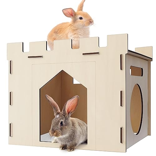 HIIMALEX Sturdy Bunny House with Spacious Perch Hidey Detachable