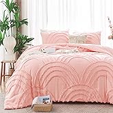 ENJOHOS Pink Twin/Twin XL Comforter Bedding Set for College Girls - Tufted Extra Long Twin Comforter with Rainbow Design, Cute Dorm Bedding for All Season, Lightweight Fluffy Bed Set