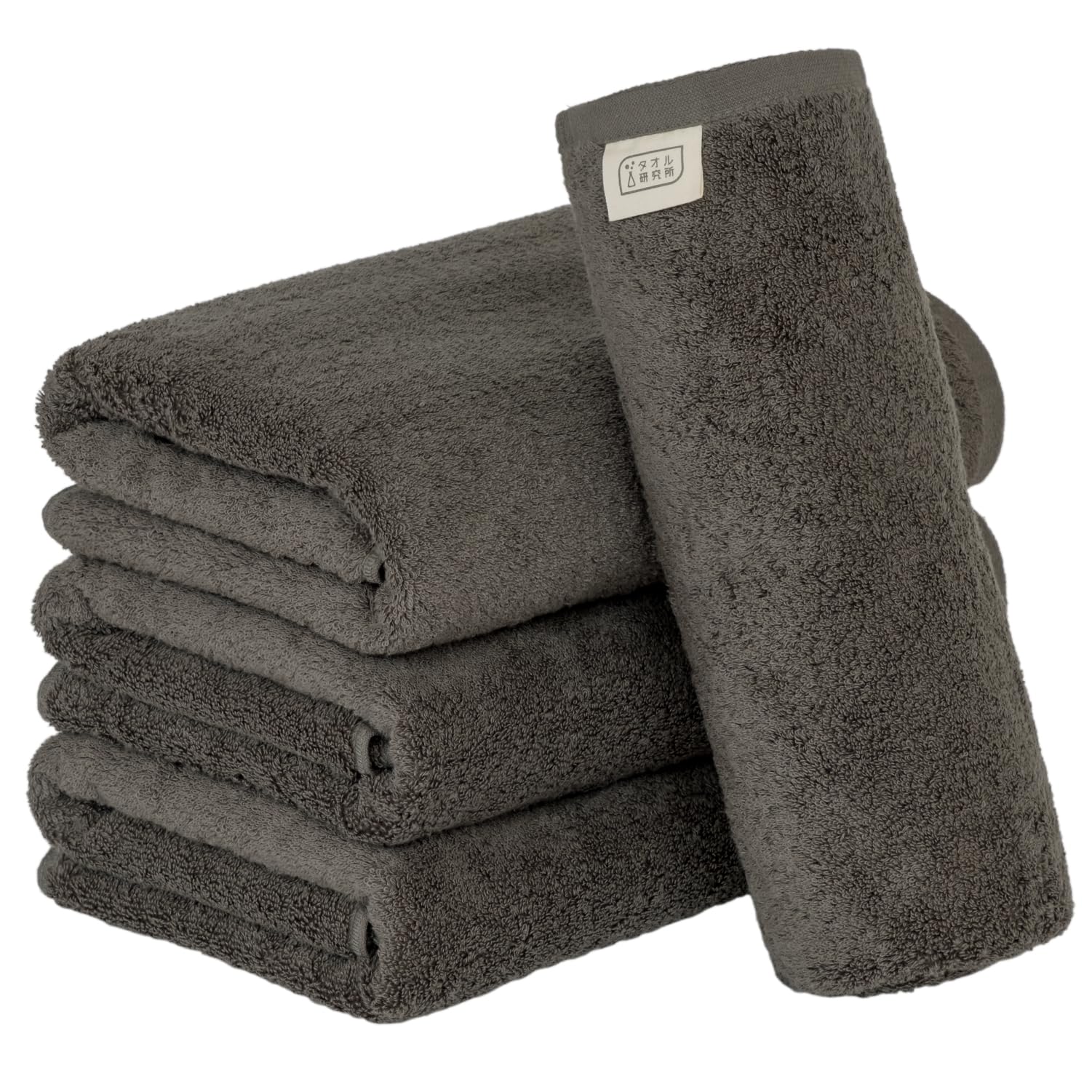 Kenkyujo Towels Volume Rich #003 Bath Towel, Set of 4, Fluffy, Hotel Specifications, Rapid Absorption, 100% Cotton, Durable, Less Shedding, Available in 10 Colors, Japanese Technology, Charcoal Gray