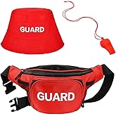 Tarpop Costume Set Including Red Bucket Hat, Fanny Pack, and Whistle with Lanyard for Cosplay Party