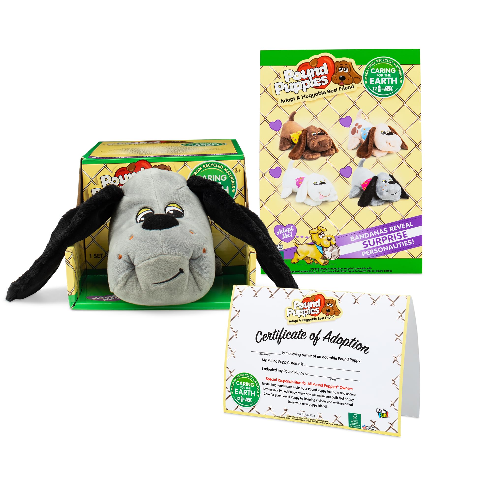 Pound Puppies | Gray / Lovey Puppy Plush | Puppy Toy, Soft Toy Dog for Children, Puppy Toys for Girls and Boys, 43cm Dog Plush for Kids Ages 3+ | Basic Fun 38214