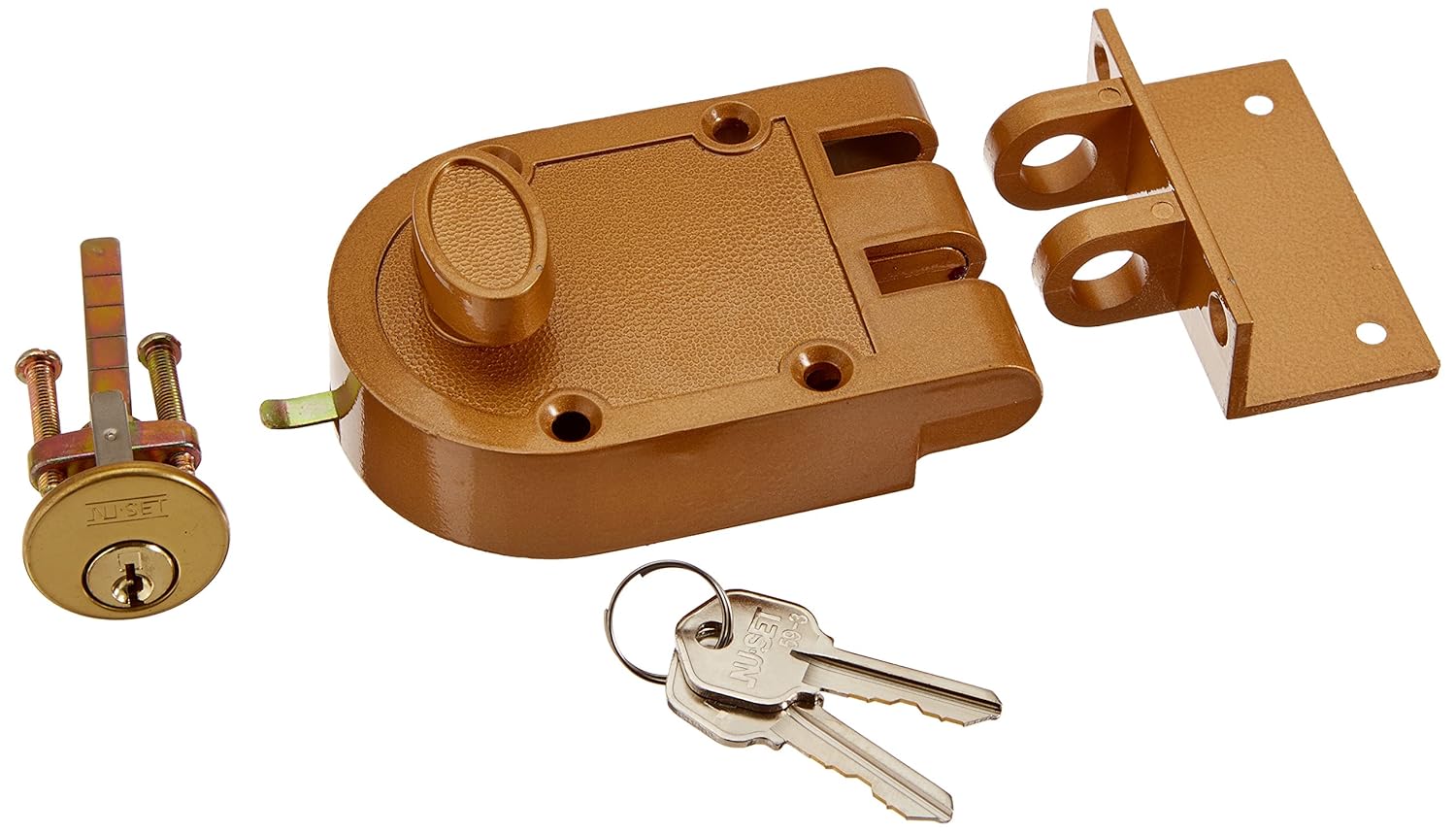 NU-SET 2120-3 Jimmy Proof Style Inter Locking Deadbolt Lock with Single Cylinder, Bronze