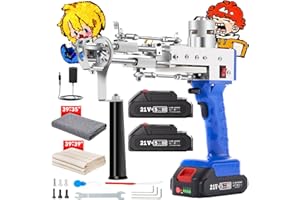 Riiai Cordless Tufting Gun 2024 Upgrated,Tufting Gun Starter Kit with 2×2.0Ah Battery, Rug Making Kit for Adults, Cut Loop Pile, Battery Powered Rug Tufting Gun Kit for Carpet Making, 2.5H Lasting