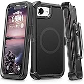 TUTUKII for iPhone 16e Case with Belt Clip Holster, Anti-Shock, Anti-Slip, Compatible with MagSafe, 3-Layer Drop Protection, Heavy Duty Magnetic Phone Case Cover for 16e, 6.1", Black