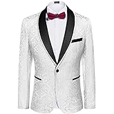 COOFANDY Men's Floral Tuxedo Suit Jacket Slim Fit Dinner Jacket Party Prom Wedding Blazer Jackets