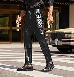 COOFANDY Mens Metallic Shiny Pants 70s 80s 90s