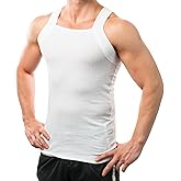 Different Touch Men Cotton Tank Top Square Cut Muscle Rib A-Shirt