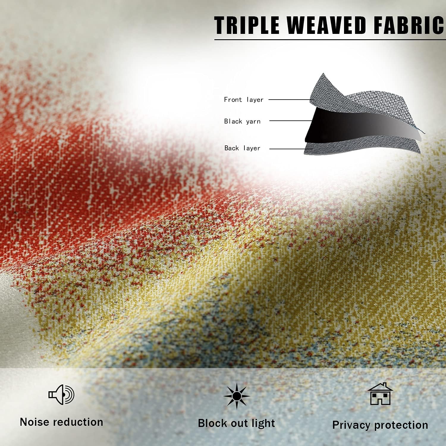 Leeva 2 Panels Blackout Curtain Panels for Sliding Door, Modern Geometric Print Thermal Insulated Heavy Window Treatment Drapes for Living Room, Red and Yellow, 52x84: Kitchen & Dining