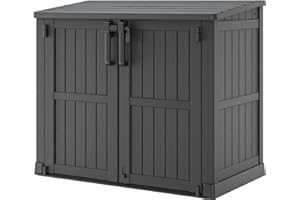 LHBGO Outdoor Storage Shed 36 Cu. Ft. Resin Garden Horizontal Storage Extra Large Capacity Weather Resistant Storage Box, Lockable Resin Waterproof Shed, Black