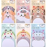 JIANTA 6 Pack Cute Sticky Notes, New Cartoon Animal Pattern Sticky Notes Markers Flags, Self-Stick Memo Pads for School Home Office, 270 Sheets