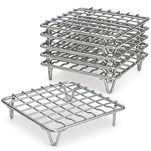 ARROW & EAVES 4" Mini Stainless Steel Cooking and Cooling Racks, Set of 6 - Small Metal Trivet Display Stand for Round Pots, Pans, Hot Dishes, Wire Coaster, Kitchen Riser, Steamer, Baking Racks