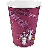 SOLO paper hot drink cups in bistro design, 12 oz, maroon, 50/pack