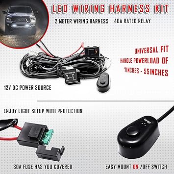 Amazon Com Stark Light Led Light Bar Wiring Harness 12v 40a