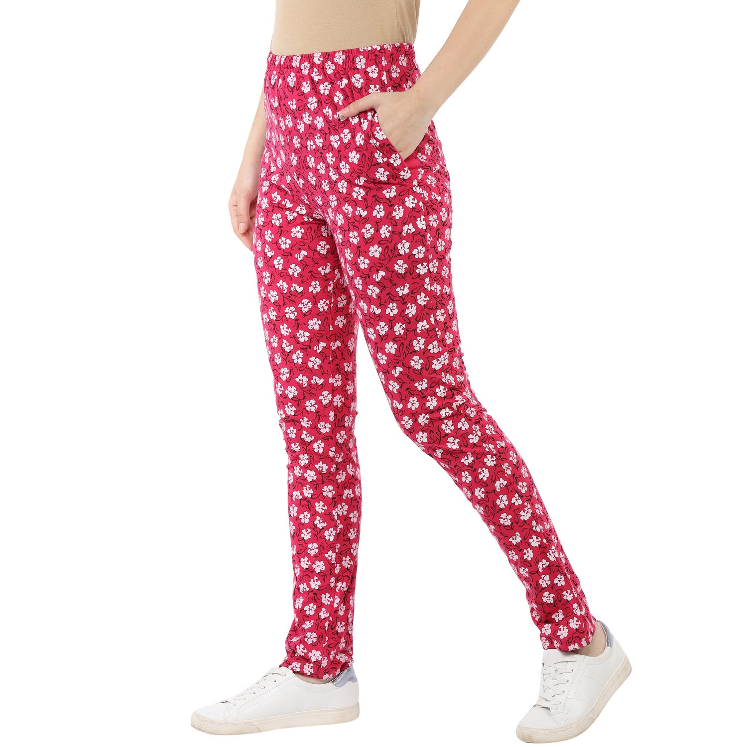 modeve women's printed track pant (magenta)