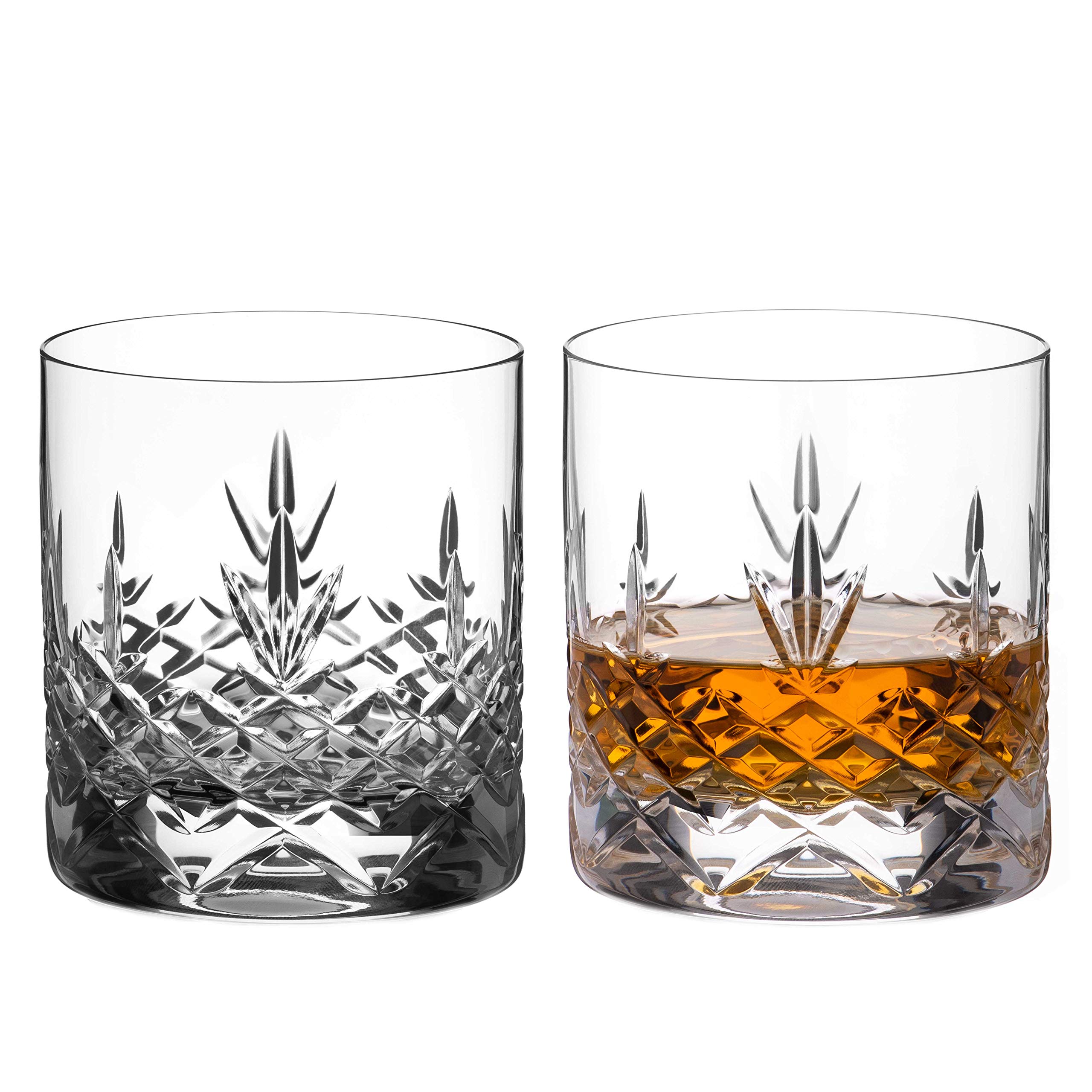 DIAMANTE Buckingham Crystal Hand Cut Whisky Tumblers Pair - Premium Crystal - Set of 2