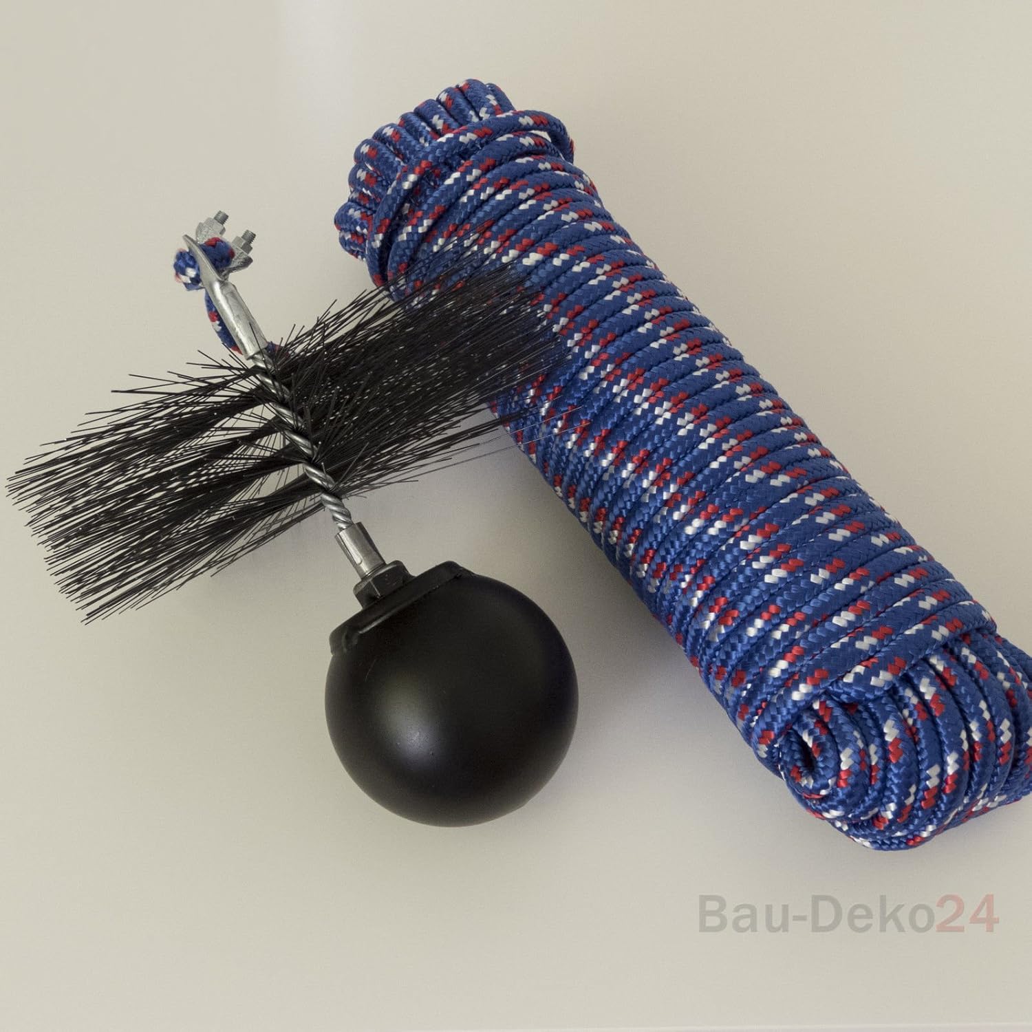 Set 17.5 cm 6 m Fireplace Chimney Broom Boiler Brush Pull Rope Steel