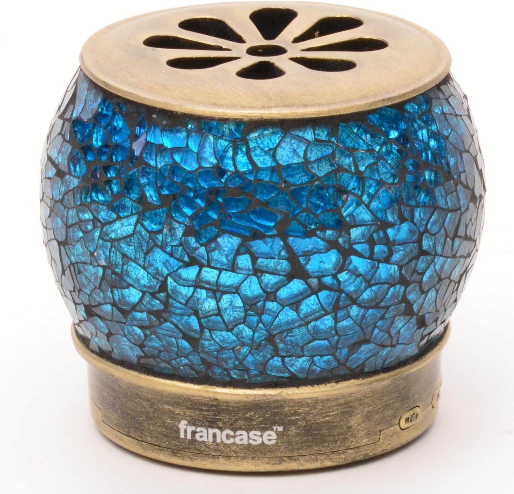 franCaseVintage Bluetooth Speaker Handmade Blue Glass with Light. Loud And Clear Sound