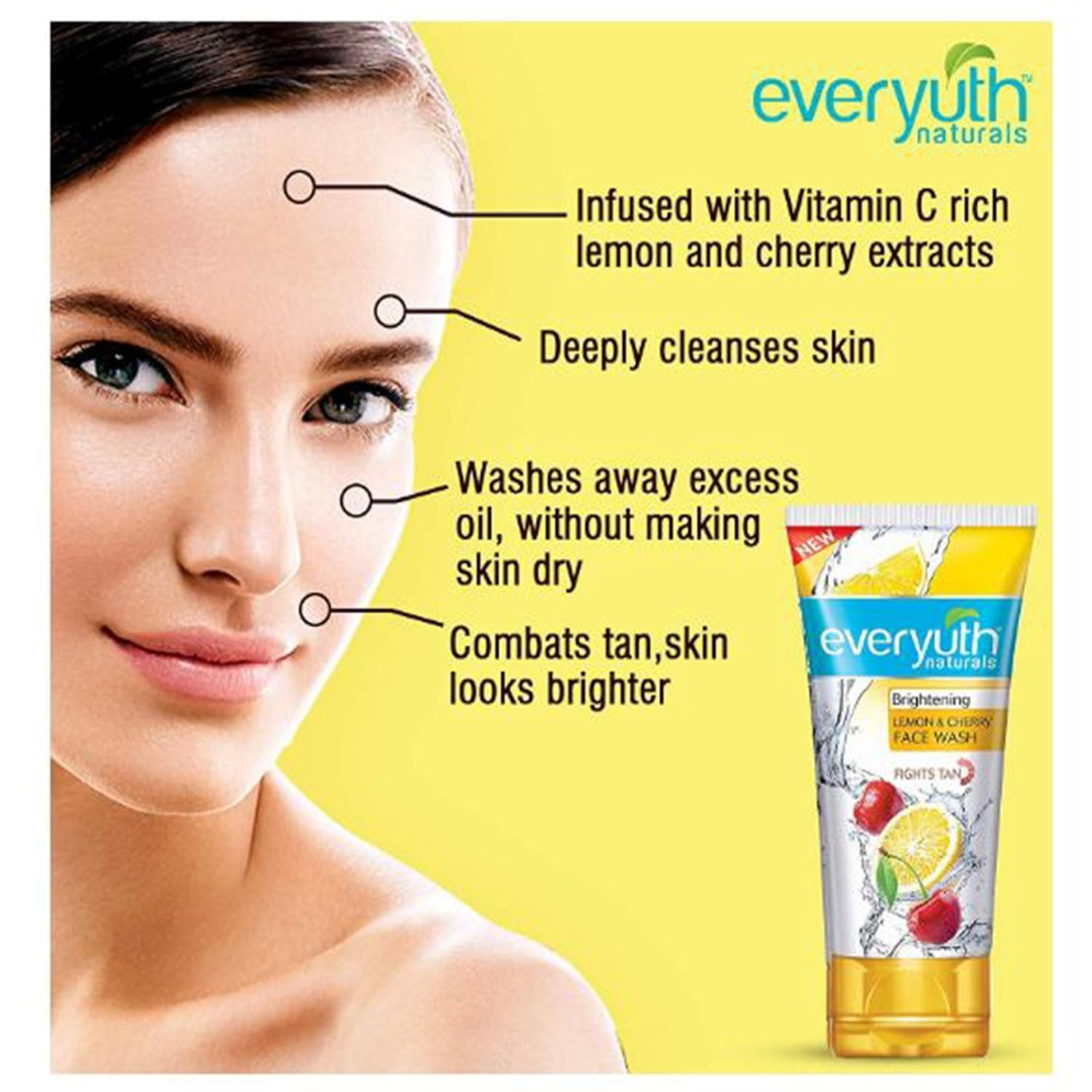 everyuth naturals brightening lemon & cherry face wash