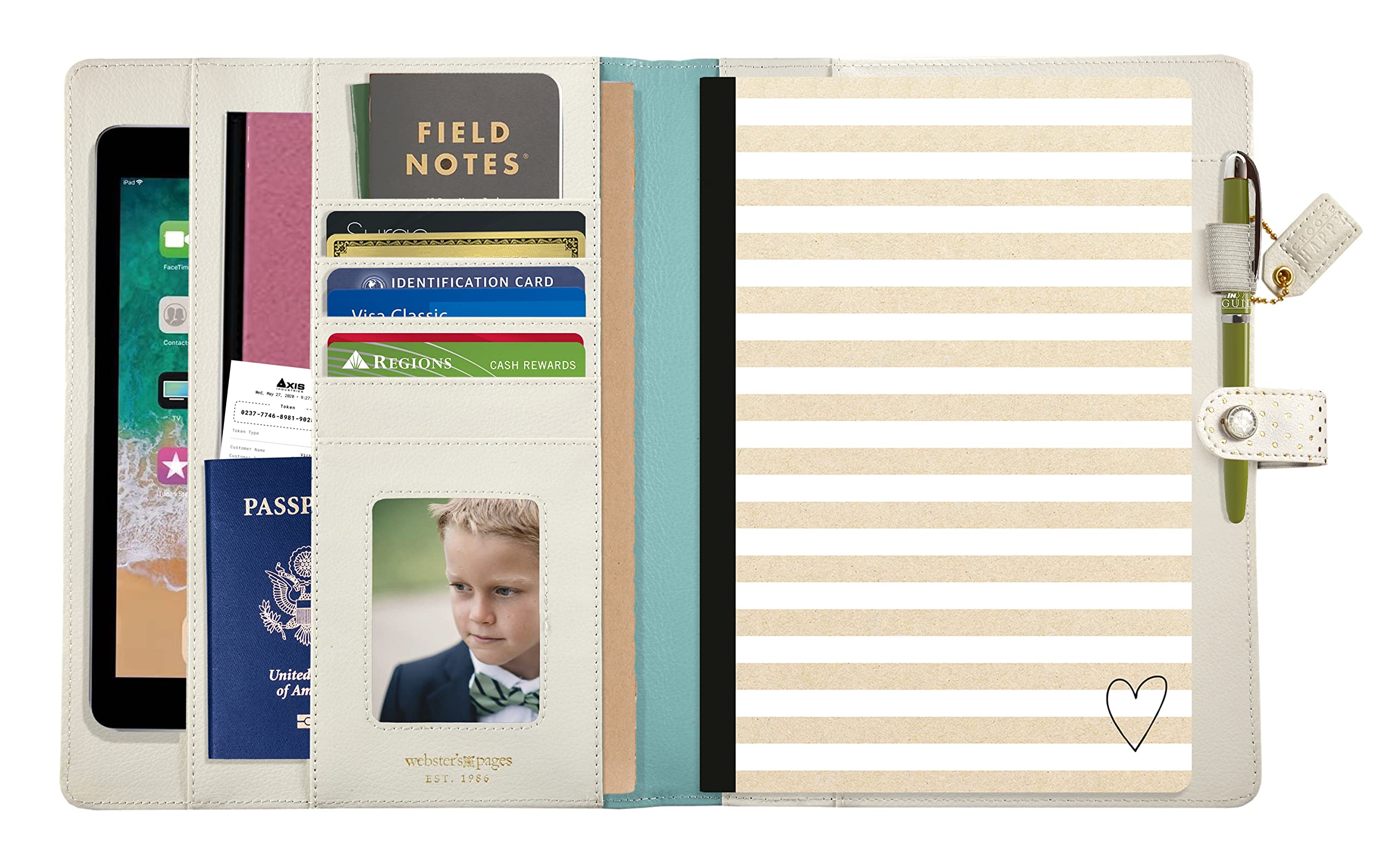 Webster's Pages Color Crush A5 Faux Leather Composition Planner 7.5"X10"-Gold Polka Dots