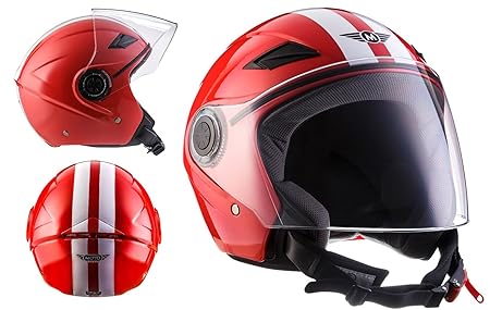 MOTO U52 Racing Red · Vintage Scooter-Helm Bobber Vespa-Helm Mofa Pilot Helmet Chopper Biker Roller-Helm Motorrad-Helm Retro 