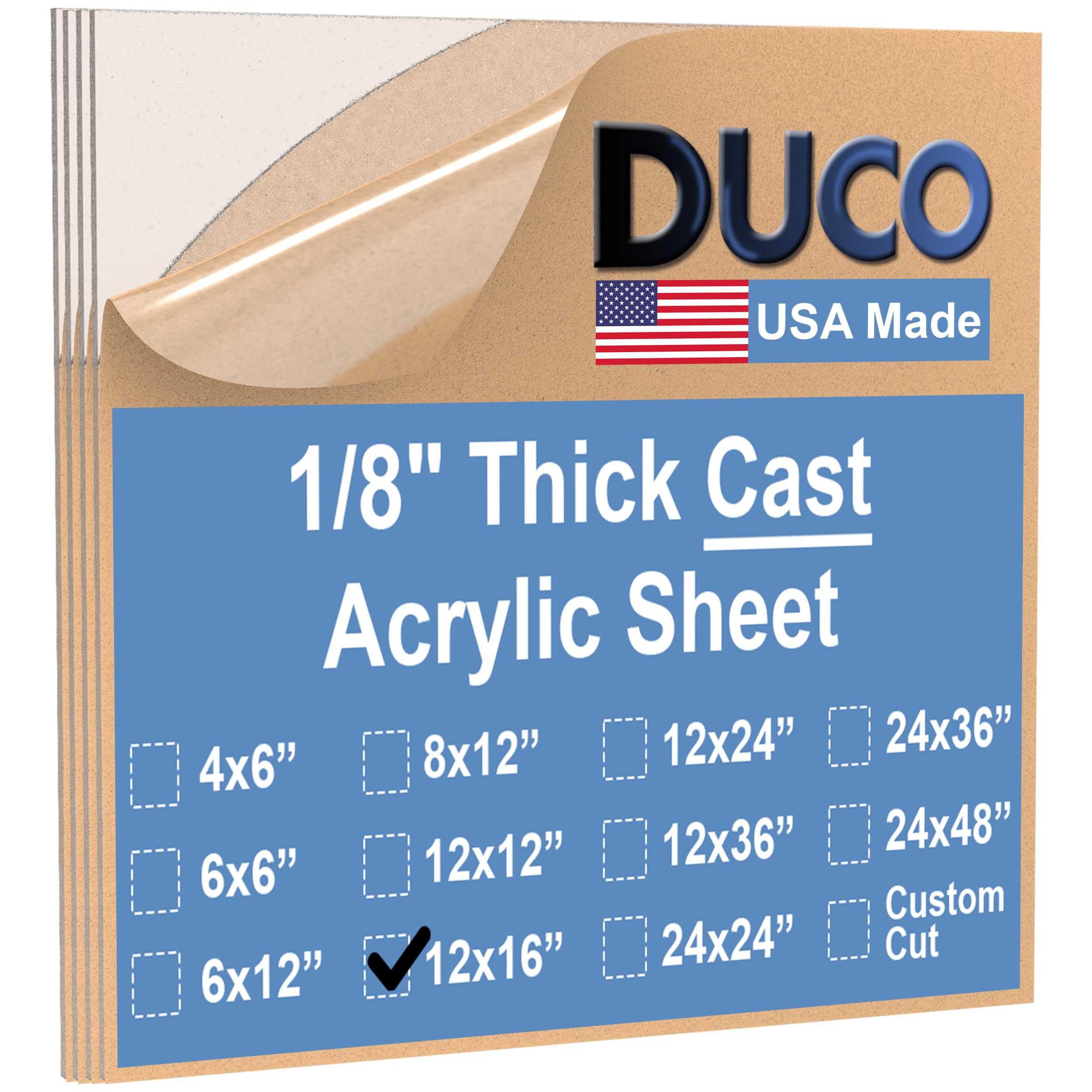 Duco Clear Cast Acrylic Sheets 1/8" Thick - Cut to