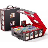 Dufvrpe Trading Card Storage Box, 3500+ MTG Deck Box with Commander Display | All-in-one card storage set with 4 dividers, 30 labels, dice box, acrylic holders, dual displays &amp; lid-secured handle