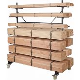 Chintooler 6-Tier Double-Sided Lumber Storage Rack 2000 Lbs Steel Organizer | Heavy duty triangle reinforced frame with lockable casters, freestanding pipe shelf for garage, basement, workshop and shed