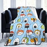 Sushi Cute Pattern Blanket, Soft Blankets Flannel Bed Throw Cozy Lightweight Plush Gifts For Women Men Boys Girls Kids Sofa Couch Bedroom Living Rooms Warm All Season, Home Decor, Small 50"x40"
