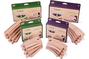 Conductor Carl Wood Train Track Expansion Packs| Compatible with Most Train Tracks| Mixed Tracks -4 Count (Pack of 4)