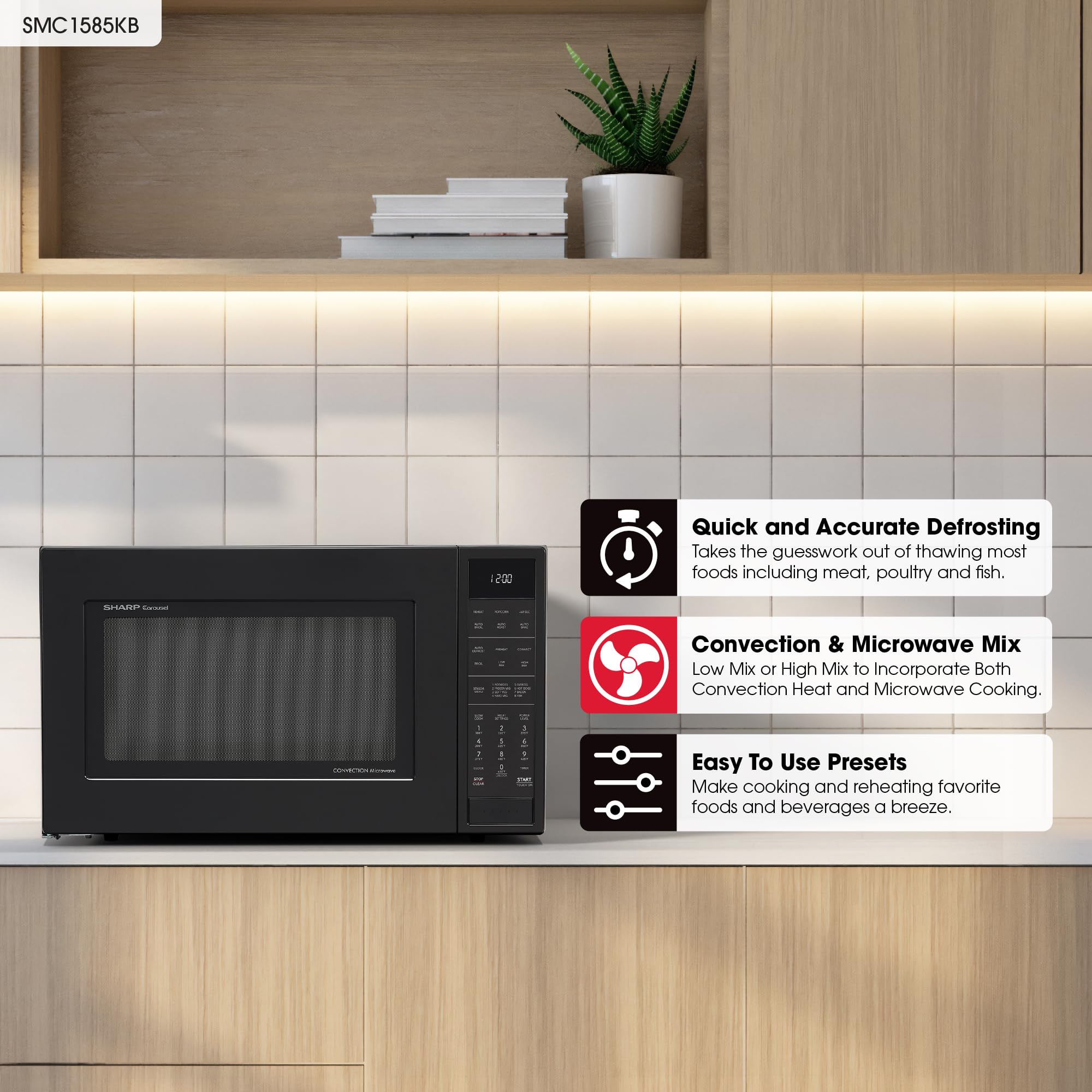 SHARP SMC1585KB Convection Countertop Microwave Oven with Removeable 15.4